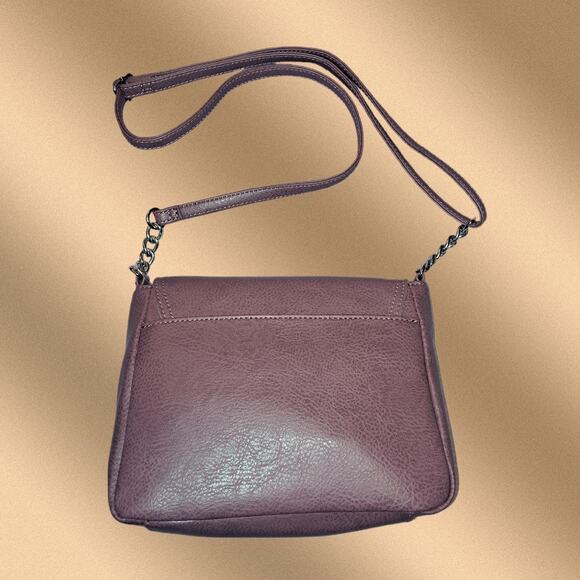 Koltov Gigi Crossbody Bag Purse with Chain Strap Detail Dark Rose or Mauve - Picture 3 of 12